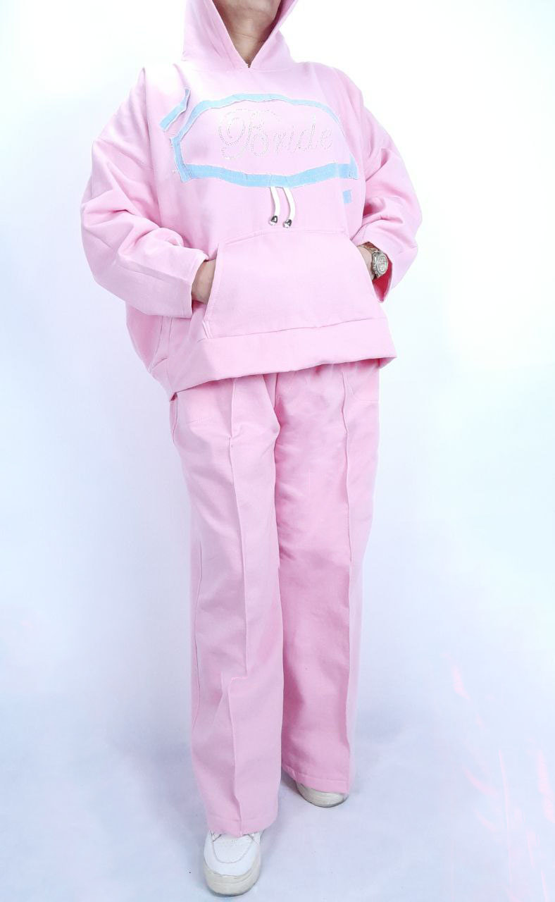    ست هودی  شلوار  نگین دار   